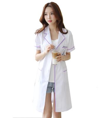 China Doctor Uniform Thin Half-Sleeved Summer Doctor Coat Lab Uniform Short Sleeve Simple White Girl Uniform Chemistry Coveralls for sale