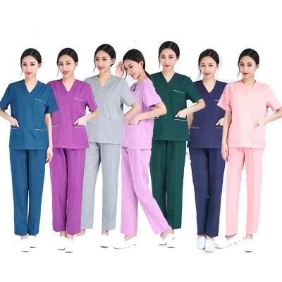 China Wholesale Hospital Workwear Work Clothes Uniform For Men And Women OEM Customized Medical Top Pans Scrub Suits for sale