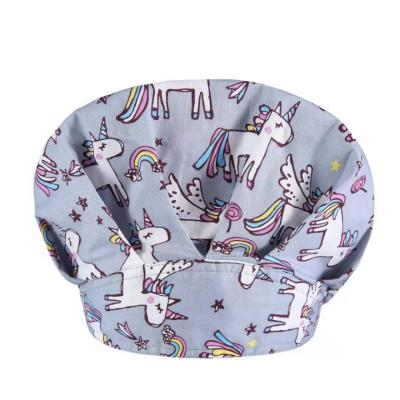 China Personal Safety Printing Operating Room Doctor Work Cap Dust Proof Cotton Print Headscarf Beautician Hat for sale