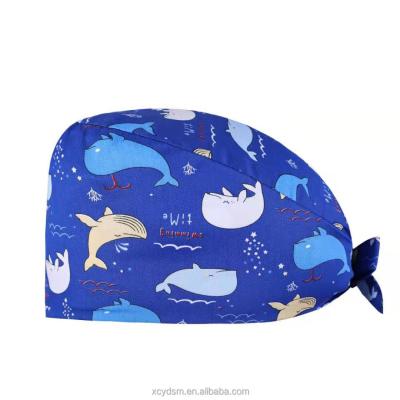 China Personal Safety Printing Operating Room Doctor's Work Hat Cotton Printing Headscarf Beautician Dustproof Hat for sale