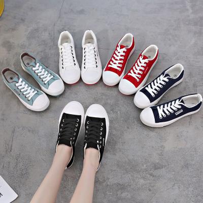 China New Version Trend Fashion Canvas Canvas Women's Solid Low Top Casual Shoes Light Weight Flat Shoes for sale