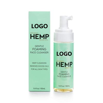 China Natural Acne Treatment Private Label Skin Care Smoothing Hemp Foaming Face Cleanser for sale