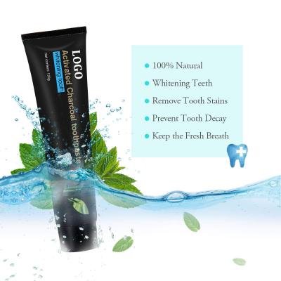 China Private Label Peppermint Natural Teeth Whitening Whitening Activated Charcoal Bamboo Toothpaste for sale