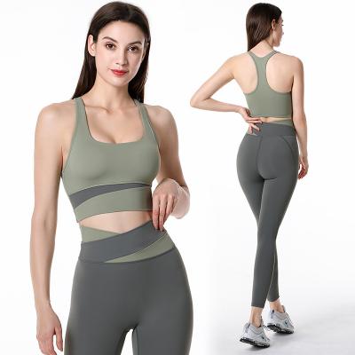 China Breathable Women's Sports Bras Gym Fitness Yoga Set Naked Stretch Top Patchwork Activewear Girls Activewear for sale