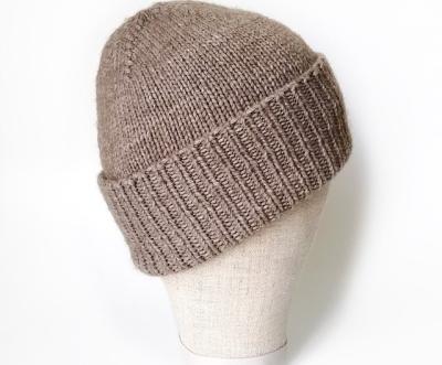 China JOINT Wholesale Custom Organic Cotton, Wool, Merino Knitted Beanie Hat With Leather Patch for sale