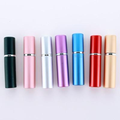 China Stocked Mini Refillable Perfume Bottle Makeup Sample Containers 5ml Portable Aluminum Spray Perfume Bottle for sale