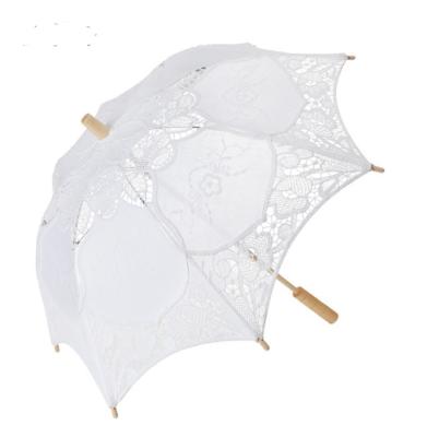 China L2 Europe lace embroidery parasols wedding decoration umbrella props lace craft bride white ivory umbrella for sale