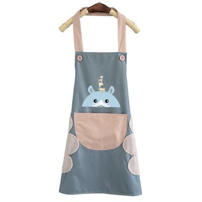 China Waterproof And Oil-proof Cute Deer Cartoon Apron Home Apron Household Baking Polyester Mats Ladies Work Clothes Kitchen for sale