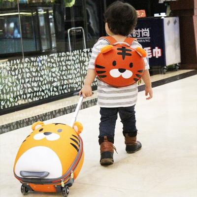 China Fashionable BB SAC Tiger Face Luggage Trolley With Wheels Gifts For Kid for sale