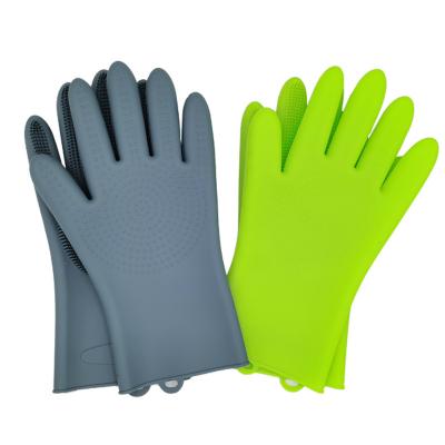 China Hot Sale Silicone Sponge Gloves Dishwashing Scrubber Cleaning Glove for Housework, Kitchen, Bathroom for sale