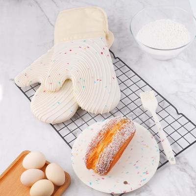 China Silicone Oven Gloves Cooking Mitt Highest Cotton Waterproof Extra Long Hot Sale Heat Resistant Double Silicone Oven Gloves for sale