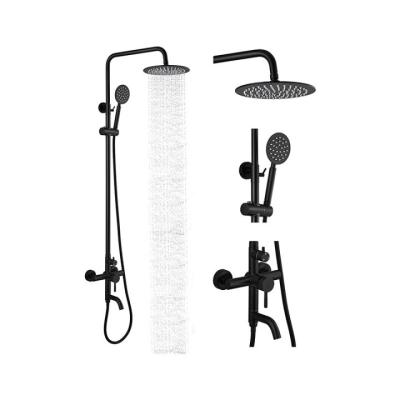 China Durable High Quality Contemporary Hot Waterfall Washroom Rain Cold Water Bathroom Hotel Bathroom Shower Mixer Set Matte Black for sale