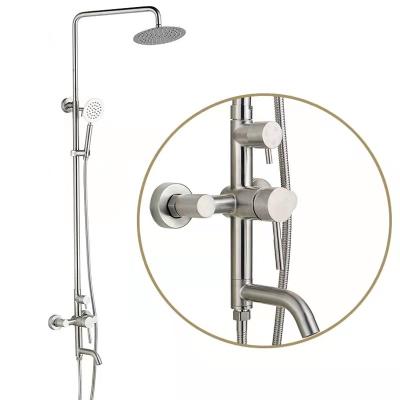 China With Slide Bar Modern Hotel Hot Selling Rainfall Round Shower Head Stainless Steel Bathroom Rain Shower Set for sale