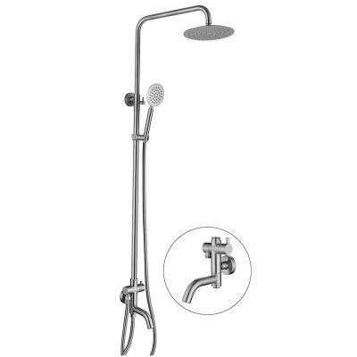 China With Slide Bar Matt Black Coating Shower Set Wall Mounted With ABS Hand Shower Head Stainless Steel Pipe Adjustable Shower Holder Slide Bar for sale