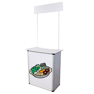 China Aluminum + PVC Economic Foldable Promotion Counter Table Advertising Stand for sale