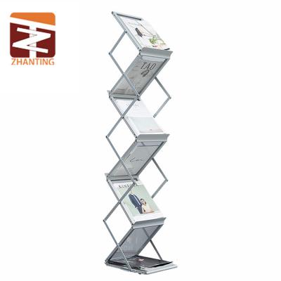 China A4 Size Folding Catalog Stand Aluminum Frame Magazine Exhibition Display Brochure Stand Promotion Display Advertising Display for sale