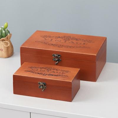 China Art Home Decoration Wood Crafts Folk Jewelry Safe Case with Lock Old Fashion Wooden Storage Box for sale