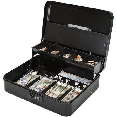 China Key type cash box with money tiered tray and key lock FOR coins checks and other valuables for sale