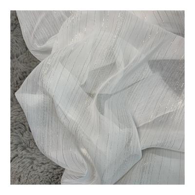 China Breathable Polyester chiffon silver yarn fabric bridal lace fabric skirt textile material for sale