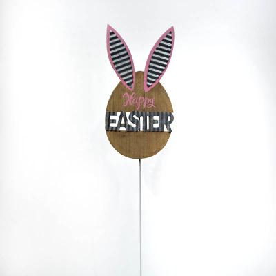 China MDF Easter Bunny Wooden Metal H Garden Stake for sale