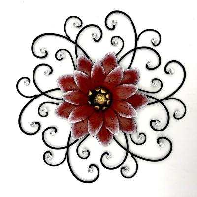 China 2021 CLASSIC Flower Shaped Metal Wall Plaque Wall Hanging Metallic Wall Decor for sale