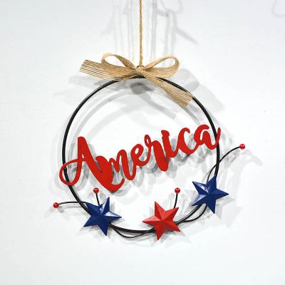 China CLASSIC 4th of July Independence Day Round American Metal Wall Hanger for Home Decor for sale