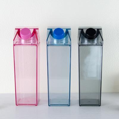 China Cute Sustainable Hot Selling Amazon Milk Plastic Transparent Clear Cardboard Water Bottles Reusable Square Shape Plastic Water Bottles for sale