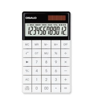 China Large 12-Digit Business General Purpose Desktop Calculator Standard Function Calculator Display, Dual Solar/Battery Powered, White (1 Pack) for sale