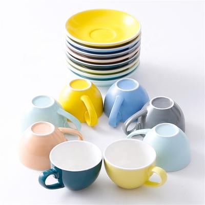 China Viable Hot Selling Customized Bright Color Porcelain Coffee Tea Cup And Saucer Set for sale