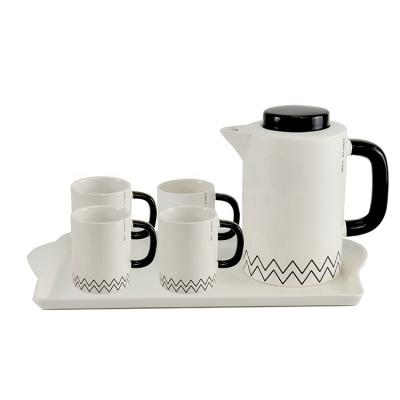 China Modern European Style Decal Modern Design Porcelain Cafe Geometric Custom Tea Set for sale