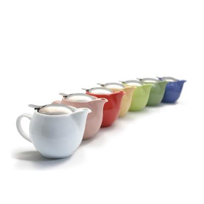 China Sustainable China Mind 2 Sizes Solid Color Modern Ceramic Teapots With Stainless Infuser for sale