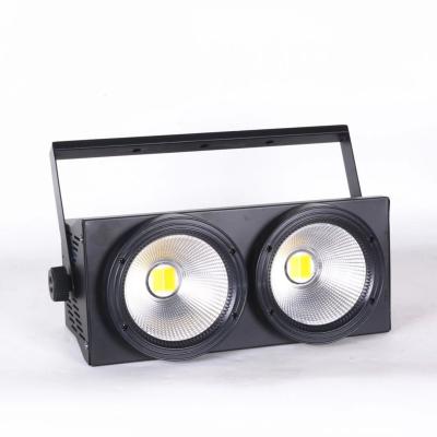 China 2 Eyes LED Blinder Cob Strobe Wash DJ Spotlights DMX Sound 2x100W Cool Warm White Audience Lighting for sale