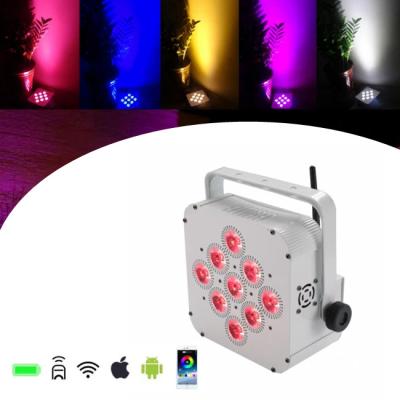 China Battery Rgbwauv 6in1 LED Uplight Wireless Disco 9*18w Mini Uplight Convenience Par Light For Wedding Stage for sale