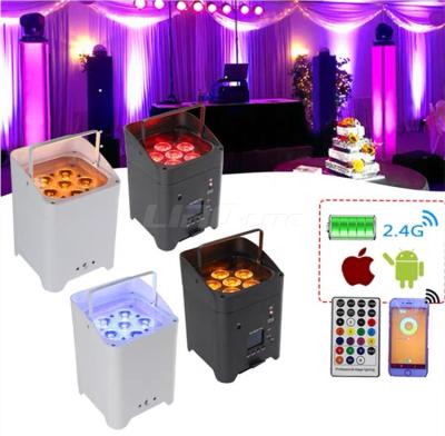 China 6x18w RGBWA UV Wireless DMX Par Can Up Lights Battery Powered LED Uplight For Wedding Party Bar DJ for sale