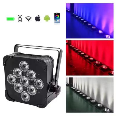 China Wireless 6in1 Wifi+Battery LED PAR 9*18W Battery Operated Led Uplighting For Wedding Party DJ for sale