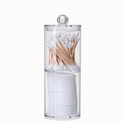 China Sustainable Clear Acrylic Cotton Pads Round Dispenser Pad Container Holder Makeup Organizer for sale