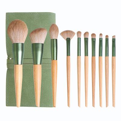 China Angular Blush Makeup Brush High Quality Professional Private Label Eye Makeup Brush 10 Pcs Green Makeup Brush for sale