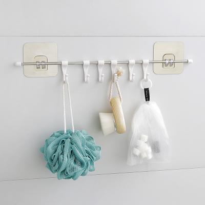 China Multifunctional Cheap Viable No Drill Traceless Coat Bag Utensil Adhesive Movable Hanging Rack Hooks Rail Rack for sale