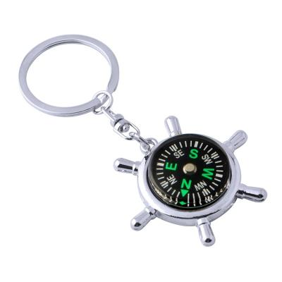 China Souvenir Gifts Promotion New Product Sales Promotion Round Mini Compass Keyring Keychain for sale