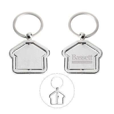 China Hot Souvenir Gifts Promotion Sales Item Home Shape Turning Mute Key Shape Spinner Chain Home Key Ring for sale