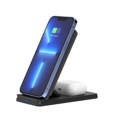 China Wireless black technology fast charging wireless charger is suitable for Qi mobile phone charger wireless folding two-in-one wireless charging for sale