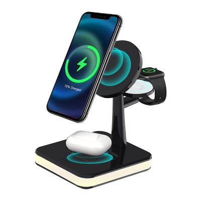 China Night Light Small Wireless Light 15W Mobile Phone Holder Fast Charging Wireless Fast Charging Multi-Functional Magnetic Charger for sale