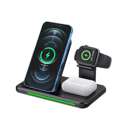 China Fast charging radio the new 15W wireless charger, watch, earphone, mobile phone three-in-one the wireless charging base for sale