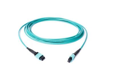 China Multimode Blue MPO Fiber Trunk Cable , MPO To MPO Cable 23.00 DB Return Loss for sale