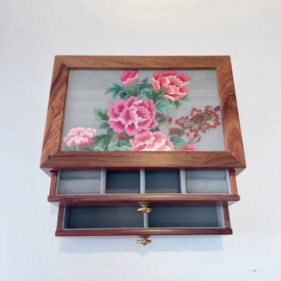 China Handmade Chinese Style Embroidered Peony Jewelry Box for sale