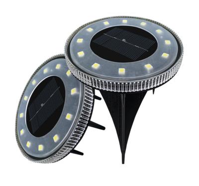 China New 12 LED Garden Disc Solar Ground Plug In Ground Decorative Lights Around Outdoor Garden for sale