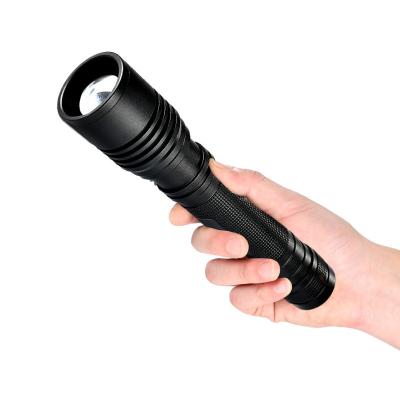 China Black Adjustable Focus XML2 5 Modes Torch Light High Lumens Flashlight Emergency Waterproof IP44 for sale