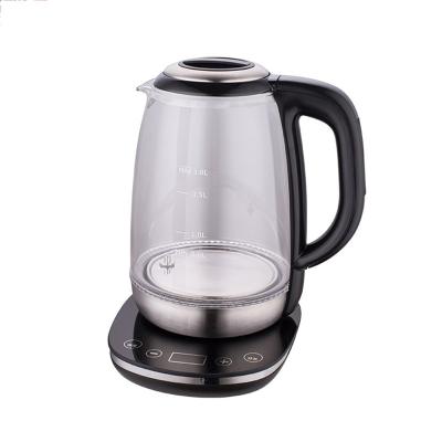 China 360 Rotation Restaurant Heat Resistant Lead Free Hotel Base 1.8L Glass Electric Kettle With Timer for sale