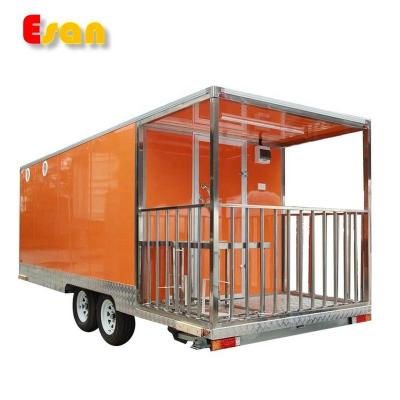 China Easy Operate Esan BT3500 Orange Color Customized Trailer Food Cart Kiosk Food Rack Catering Trailer for sale