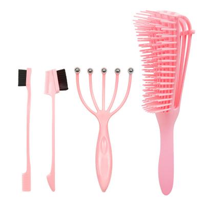 China Waterproof Factory Price Detangling Comb Edge Control Broom Detangle Brush Hair Set Brush For Women With Head Massager for sale